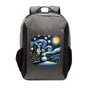 Van Gogh Starry Night Christmas Snowman Winter Snowy Night  Vector Backpack