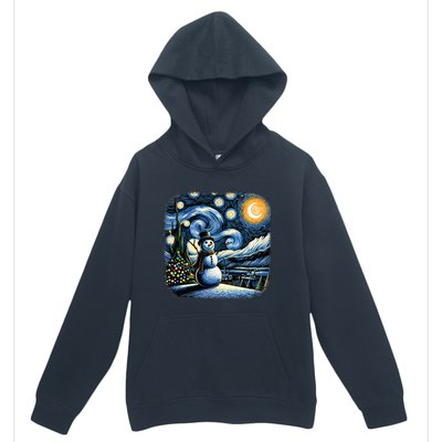 Van Gogh Starry Night Christmas Snowman Winter Snowy Night  Urban Pullover Hoodie