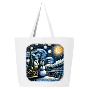 Van Gogh Starry Night Christmas Snowman Winter Snowy Night  25L Jumbo Tote