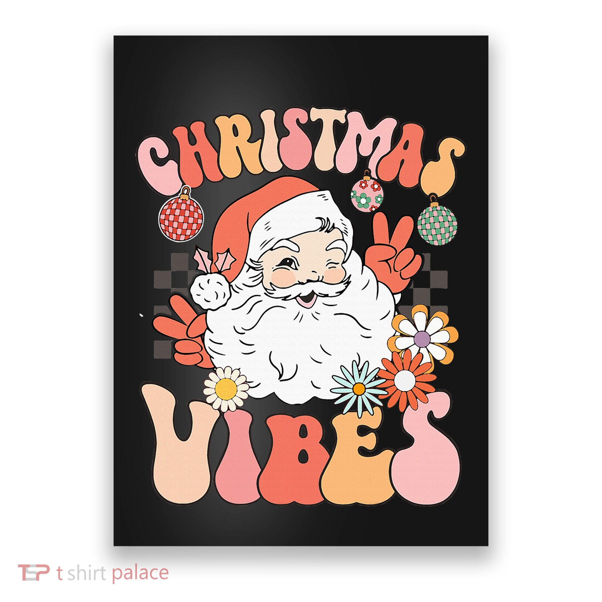 Vintage Groovy Santa Claus Christmas Vibes Poster