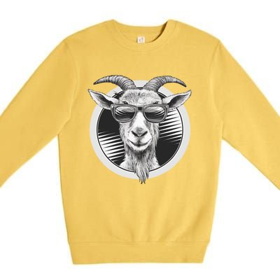 Vintage Goat Sunglasses Farming Farmer Goat Lover Gift Premium Crewneck Sweatshirt