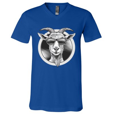 Vintage Goat Sunglasses Farming Farmer Goat Lover Gift V-Neck T-Shirt