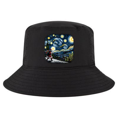 Van Gogh Starry Night Santa Christmas Winter Snowy Night Cool Comfort Performance Bucket Hat