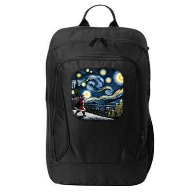 Van Gogh Starry Night Santa Christmas Winter Snowy Night City Backpack