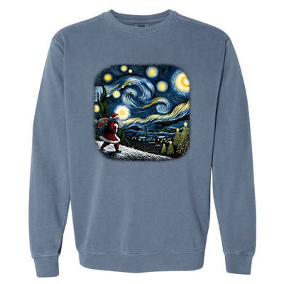 Van Gogh Starry Night Santa Christmas Winter Snowy Night Garment-Dyed Sweatshirt