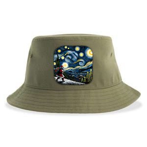 Van Gogh Starry Night Santa Christmas Winter Snowy Night Sustainable Bucket Hat