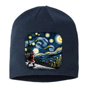 Van Gogh Starry Night Santa Christmas Winter Snowy Night Sustainable Beanie