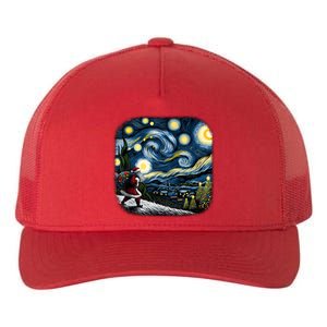 Van Gogh Starry Night Santa Christmas Winter Snowy Night Yupoong Adult 5-Panel Trucker Hat