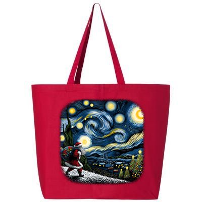 Van Gogh Starry Night Santa Christmas Winter Snowy Night 25L Jumbo Tote