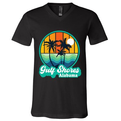 Vintage Gulf Shores Alabama Summer Vacation Beach Souvenirs V-Neck T-Shirt