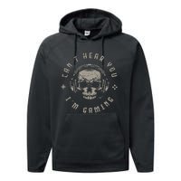 Video Games Skull Gamer Gift Cant Hear You Im Gaming Performance Fleece Hoodie