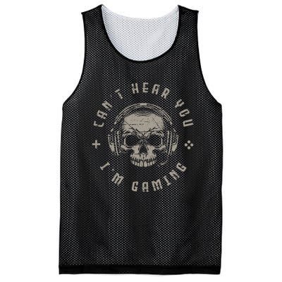 Video Games Skull Gamer Gift Cant Hear You Im Gaming Mesh Reversible Basketball Jersey Tank