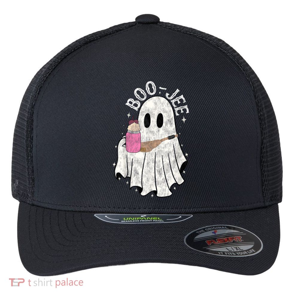 Vintage Ghost Spooky Funny Halloween Costume Boujee Boo Jee Flexfit Unipanel Trucker Cap