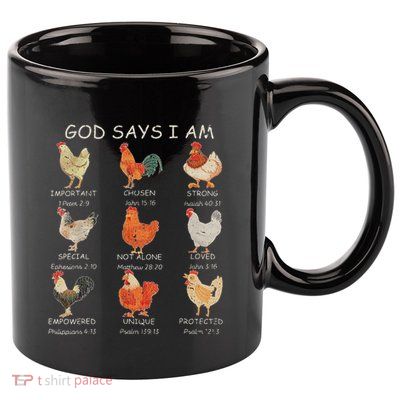 Vintage God Says I Am Bible Verse Christian Farm Chickens Re 11oz C Handle Ceramic Mug