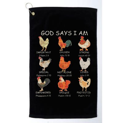 Vintage God Says I Am Bible Verse Christian Farm Chickens Re Golf Towel