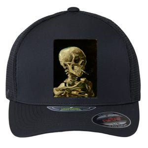 Van Gogh Skull Of A Skeleton With Burning Cigarette Print Cool Gift Flexfit Unipanel Trucker Cap