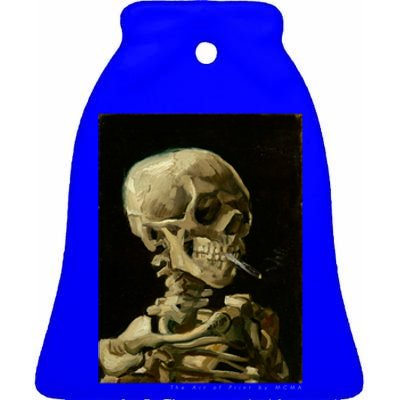 Van Gogh Skull Of A Skeleton With Burning Cigarette Print Cool Gift Ceramic Bell Ornament