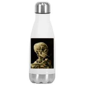 Van Gogh Skull Of A Skeleton With Burning Cigarette Print Cool Gift Stainless Steel Insulated Water Bottle