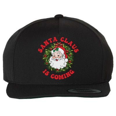 Vintage Groovy Santa Claus Is Coming Old Fashioned Christmas Meaningful Gift Wool Snapback Cap