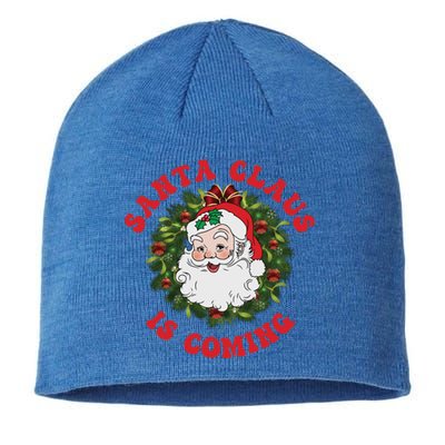 Vintage Groovy Santa Claus Is Coming Old Fashioned Christmas Meaningful Gift Sustainable Beanie