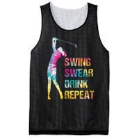 Vintage Golf Swing Swear Drink Repeat Love Golfing Golfer Mesh Reversible Basketball Jersey Tank