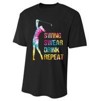 Vintage Golf Swing Swear Drink Repeat Love Golfing Golfer Performance Sprint T-Shirt