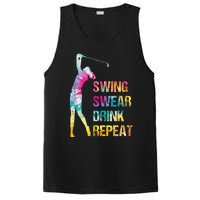 Vintage Golf Swing Swear Drink Repeat Love Golfing Golfer PosiCharge Competitor Tank