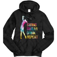 Vintage Golf Swing Swear Drink Repeat Love Golfing Golfer Tie Dye Hoodie