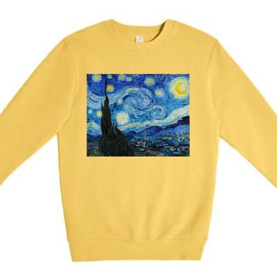 Van Gogh Starry Night Fine Art Painting Impressionism Art Cool Gift Premium Crewneck Sweatshirt