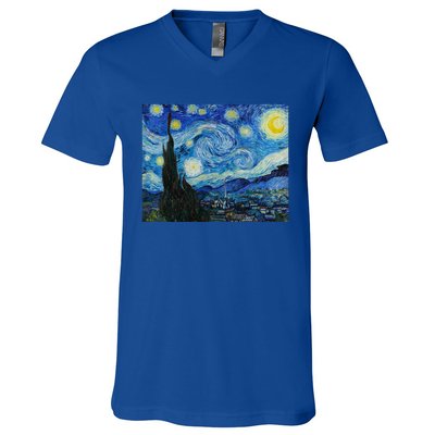 Van Gogh Starry Night Fine Art Painting Impressionism Art Cool Gift V-Neck T-Shirt