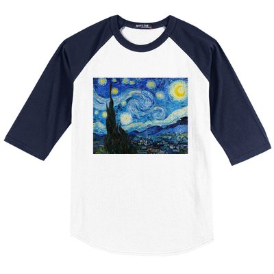 Van Gogh Starry Night Fine Art Painting Impressionism Art Cool Gift Baseball Sleeve Shirt