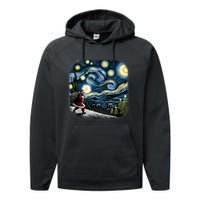 Van Gogh Starry Night Santa Christmas Winter Snowy Night Performance Fleece Hoodie