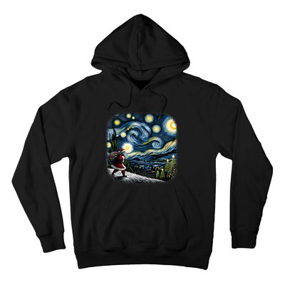 Van Gogh Starry Night Santa Christmas Winter Snowy Night Hoodie