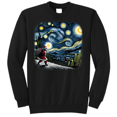 Van Gogh Starry Night Santa Christmas Winter Snowy Night Sweatshirt