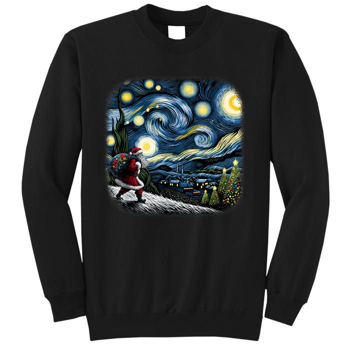 Van Gogh Starry Night Santa Christmas Winter Snowy Night Sweatshirt