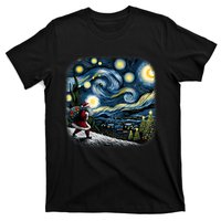 Van Gogh Starry Night Santa Christmas Winter Snowy Night T-Shirt