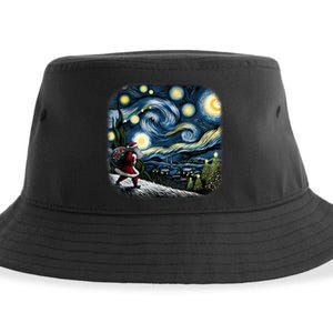 Van Gogh Starry Night Santa Christmas Winter Snowy Night Sustainable Bucket Hat