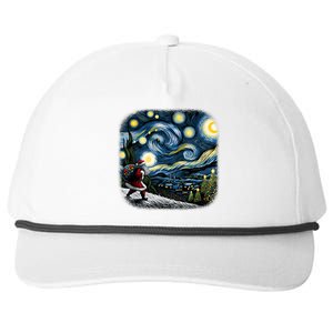 Van Gogh Starry Night Santa Christmas Winter Snowy Night Snapback Five-Panel Rope Hat