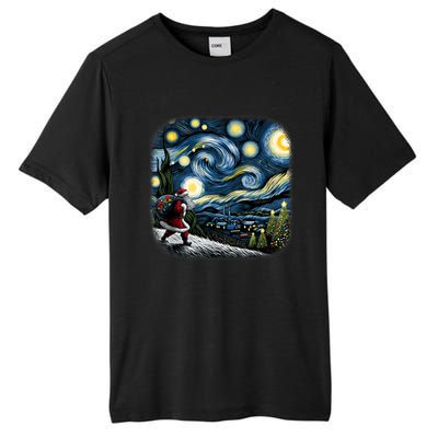 Van Gogh Starry Night Santa Christmas Winter Snowy Night Tall Fusion ChromaSoft Performance T-Shirt