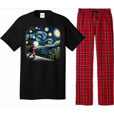 Van Gogh Starry Night Santa Christmas Winter Snowy Night Pajama Set