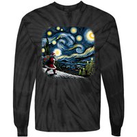 Van Gogh Starry Night Santa Christmas Winter Snowy Night Tie-Dye Long Sleeve Shirt