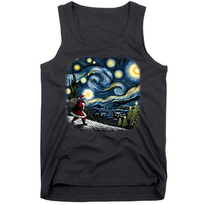 Van Gogh Starry Night Santa Christmas Winter Snowy Night Tank Top