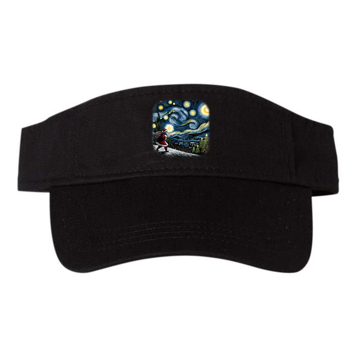 Van Gogh Starry Night Santa Christmas Winter Snowy Night Valucap Bio-Washed Visor