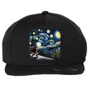 Van Gogh Starry Night Santa Christmas Winter Snowy Night Wool Snapback Cap