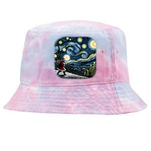 Van Gogh Starry Night Santa Christmas Winter Snowy Night Tie-Dyed Bucket Hat