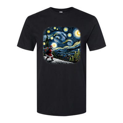 Van Gogh Starry Night Santa Christmas Winter Snowy Night Softstyle CVC T-Shirt