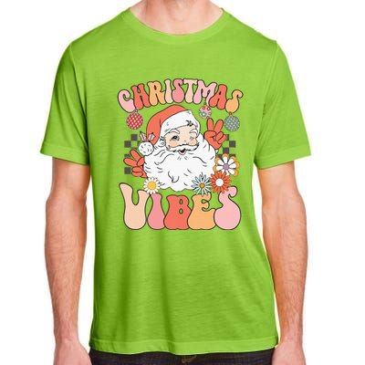 Vintage Groovy Santa Claus Christmas Vibes Adult ChromaSoft Performance T-Shirt