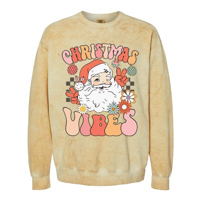 Vintage Groovy Santa Claus Christmas Vibes Colorblast Crewneck Sweatshirt