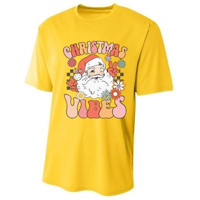 Vintage Groovy Santa Claus Christmas Vibes Performance Sprint T-Shirt