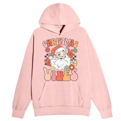 Vintage Groovy Santa Claus Christmas Vibes Urban Pullover Hoodie